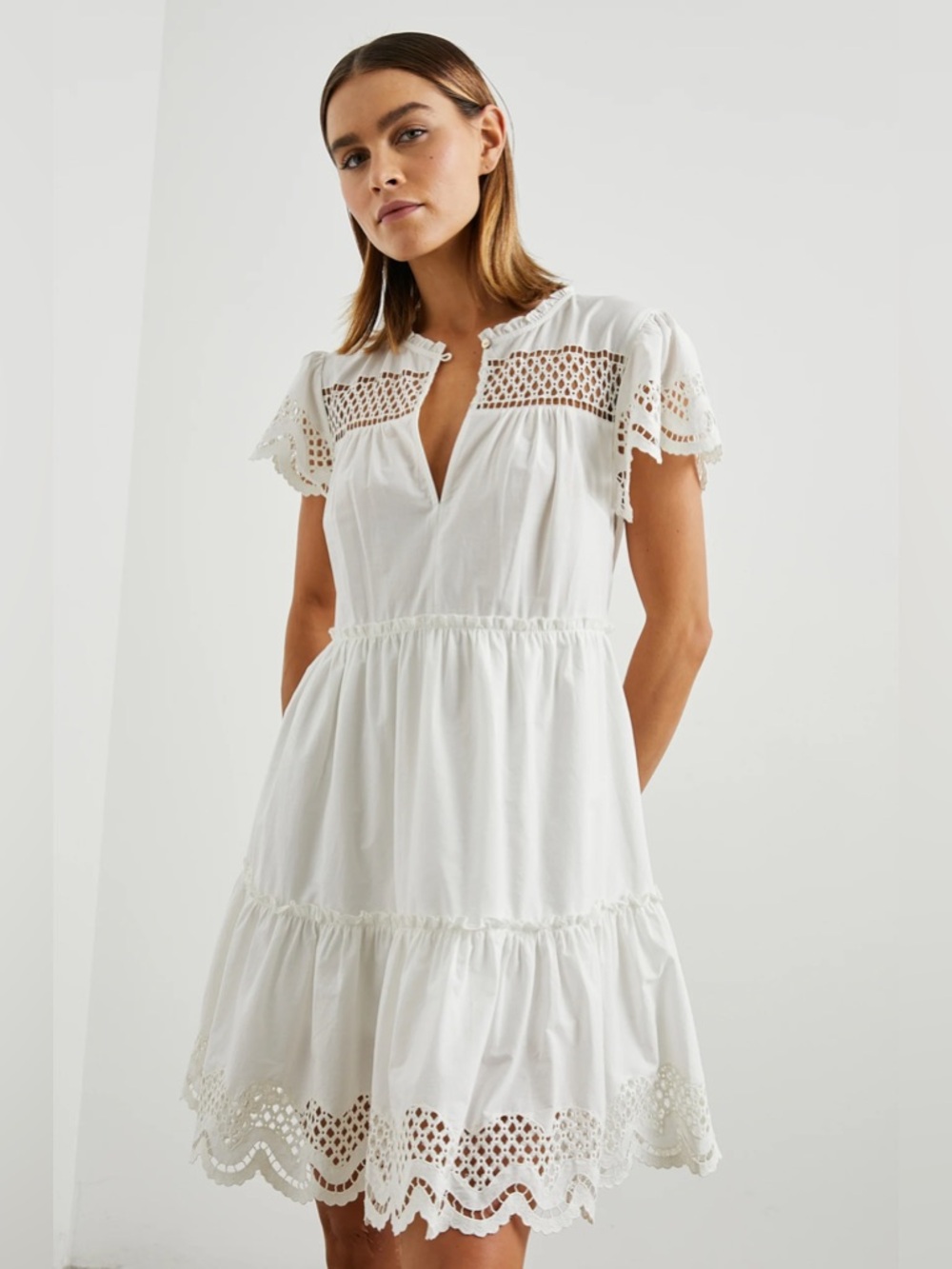 RAILS Lettie Eyelet Dress with scalloped hem -NWT